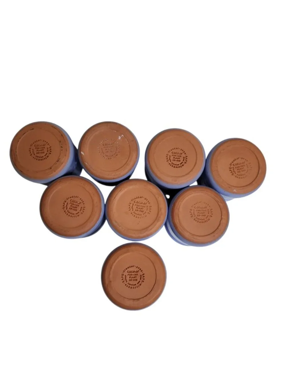 8 Cermer Glazed Blue Terracotta Ceramic 5-oz Yogurt Containers la Fermiere